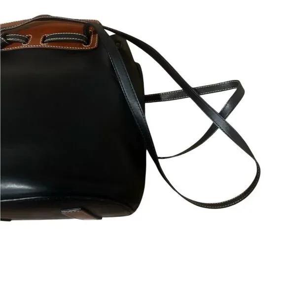 LOEWE Black Bicolor Whiskey Brown Small Lazo Bucket Bag Auth - Picture 10 of 14